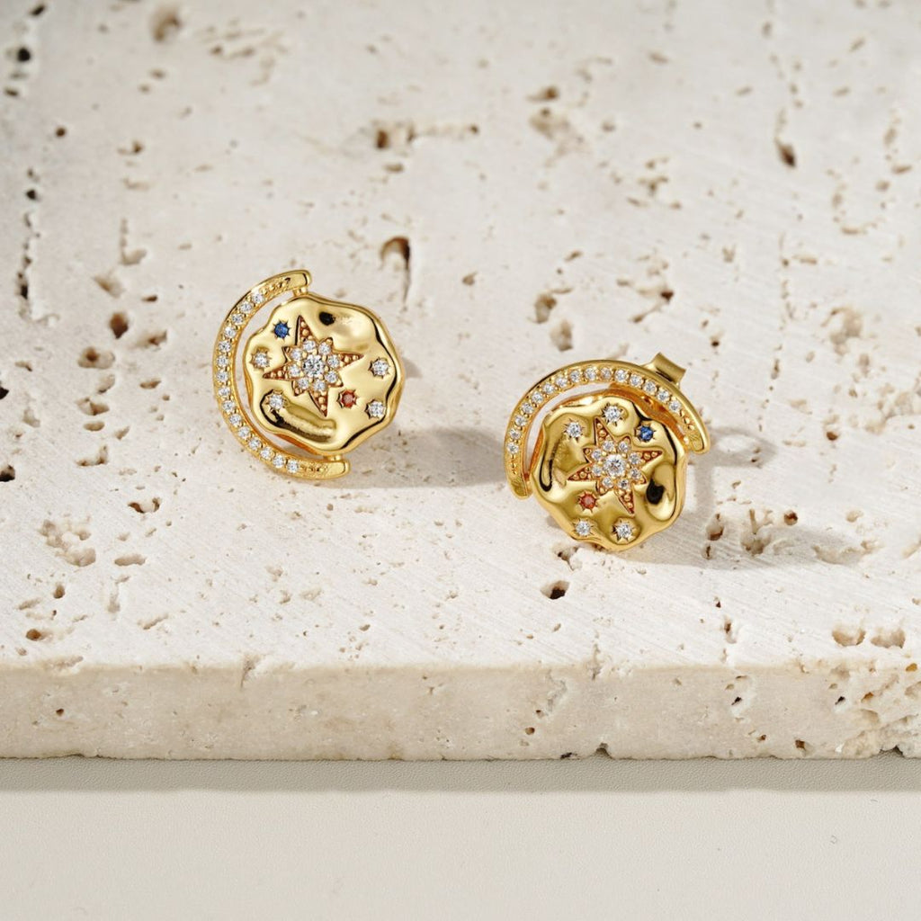 My Sun, Moon & Stars Studs Gold